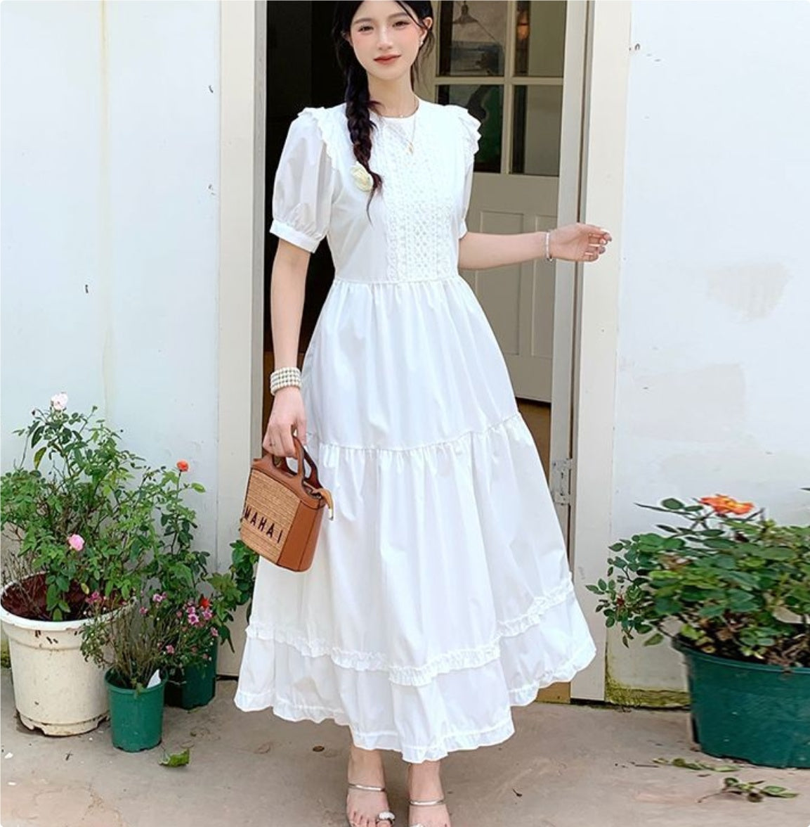French Sweet Girl Gentle Wind Flying Sleeve Dress