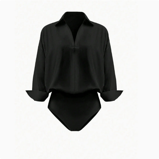 Womens Slim-fit Mandarin-collar Three-quarter-sleeve Shirt