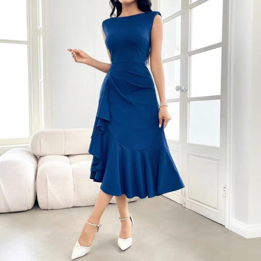 Womens Solid-Color Crew-Neck Sleeveless