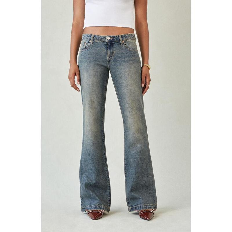 Washed Distressed Slim-fit Vintage-style Bootcut Jeans