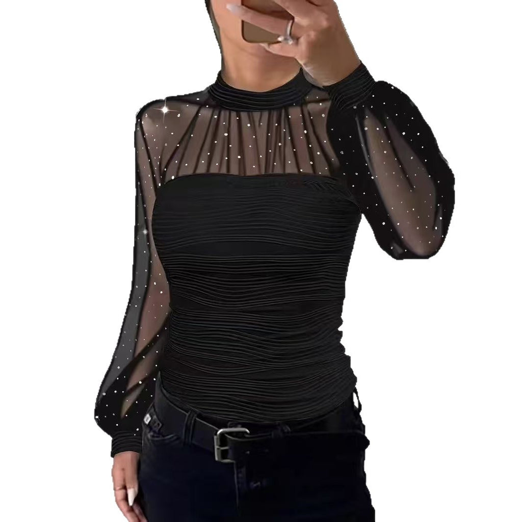 Pearl Mesh panel Long-sleeve Base Top