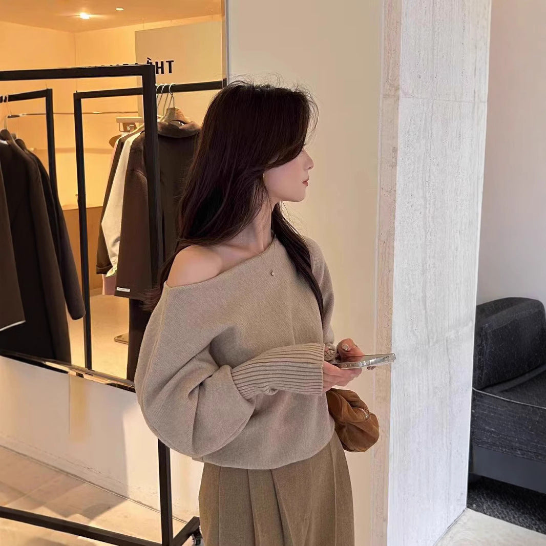 Korean-style Elegant Red Long-sleeve Knit 