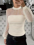 Pearl Mesh panel Long-sleeve Base Top