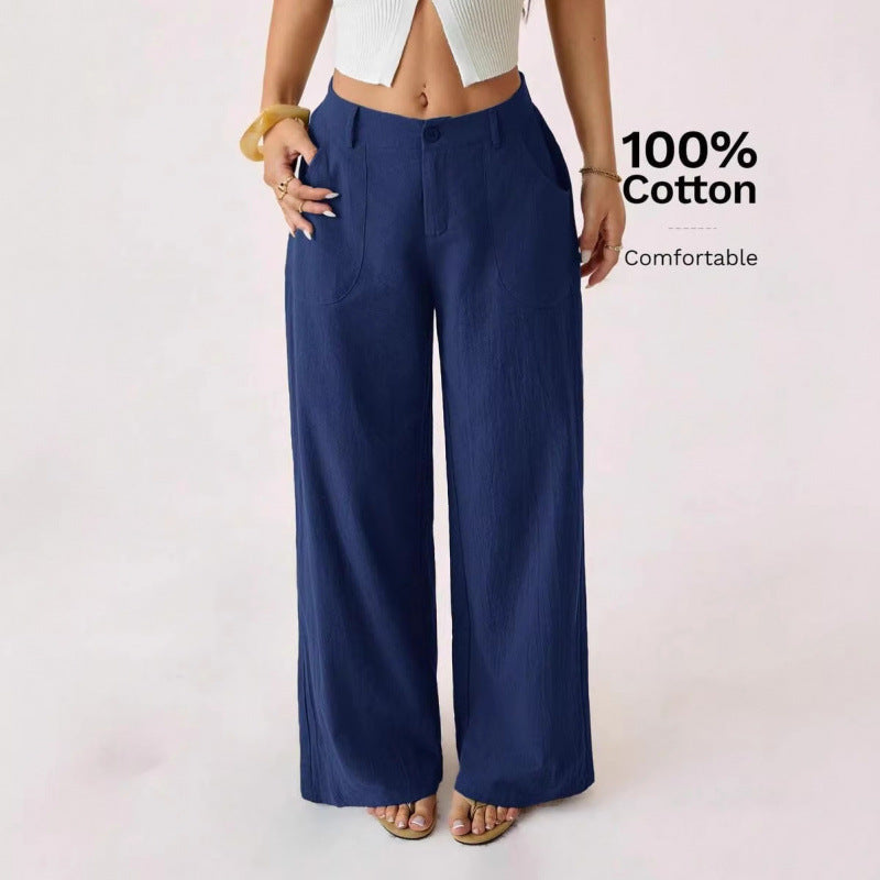 New Cotton-linen Womens Mid-rise Casual Commuter