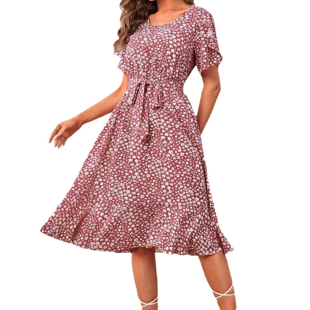 Womens Casual Loose-fitting Printed Hem Dress