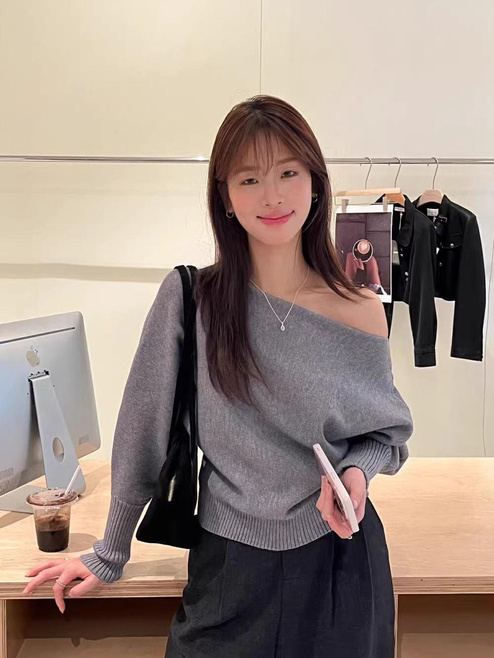 Korean-style Elegant Red Long-sleeve Knit 