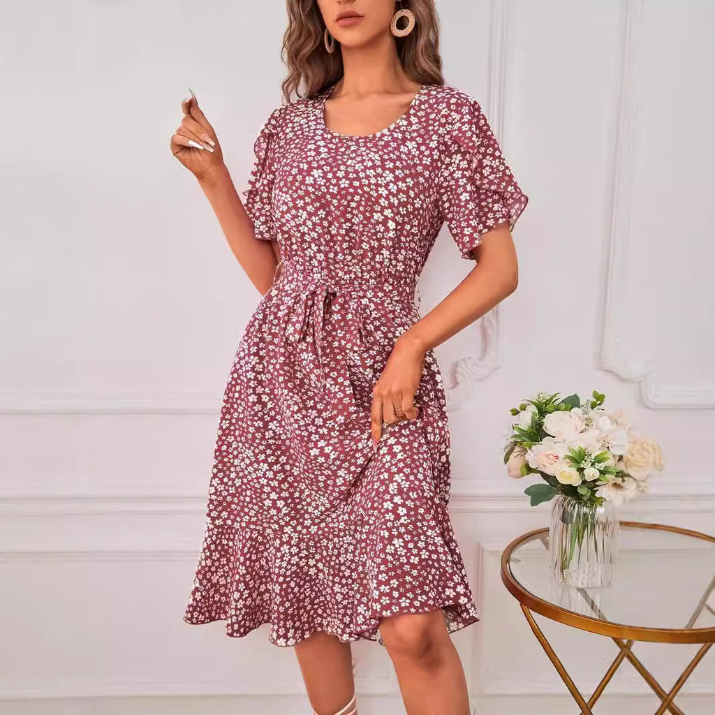 Womens Casual Loose-fitting Printed Hem Dress