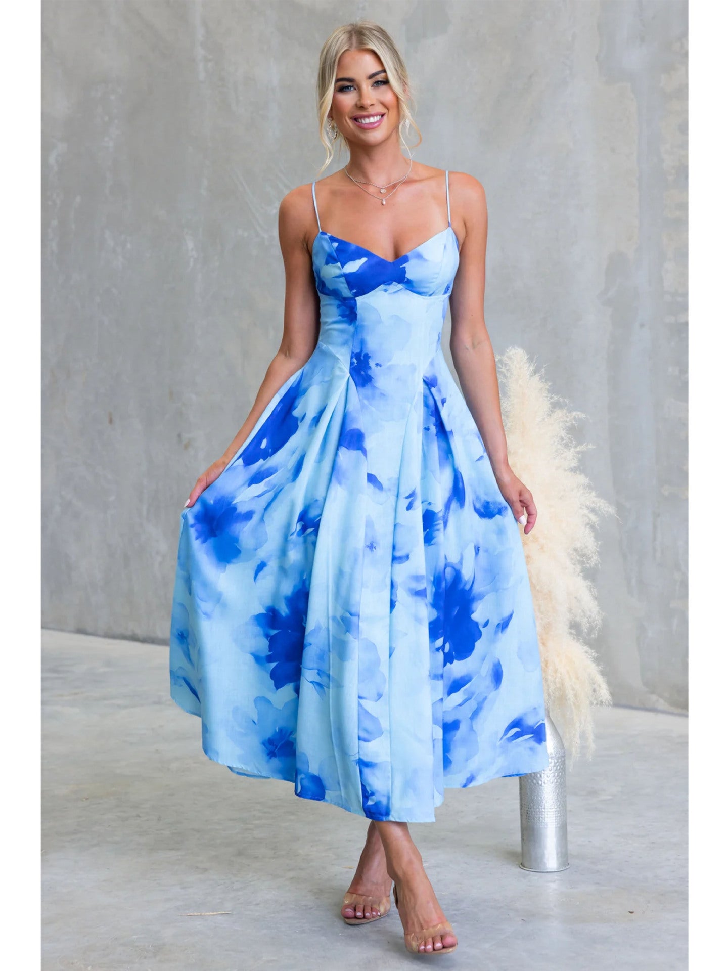 Floral Print Sweet Mid-Length Wrap Dress