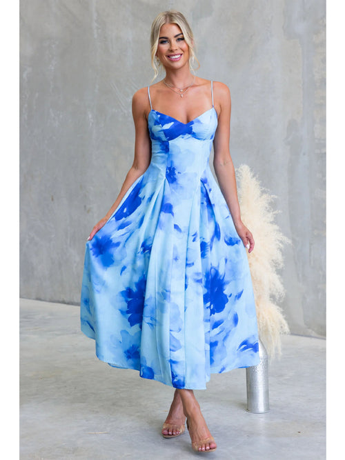 Floral Print Sweet Mid-Length Wrap Dress