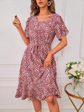 Womens Casual Loose-fitting Printed Hem Dress