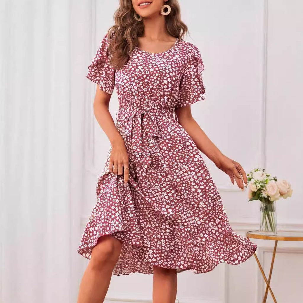 Womens Casual Loose-fitting Printed Hem Dress