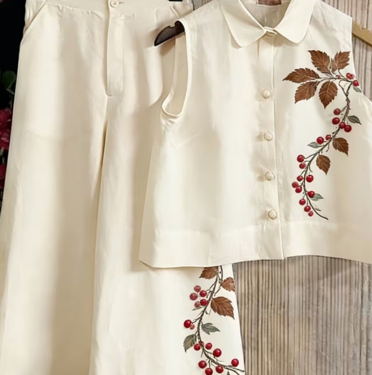 Women's American Retro Style Sleeveless Wide-Leg Pants Two-Piece Set