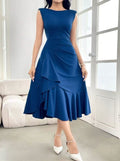 Womens Solid-Color Crew-Neck Sleeveless