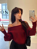 Korean-style Elegant Red Long-sleeve Knit 
