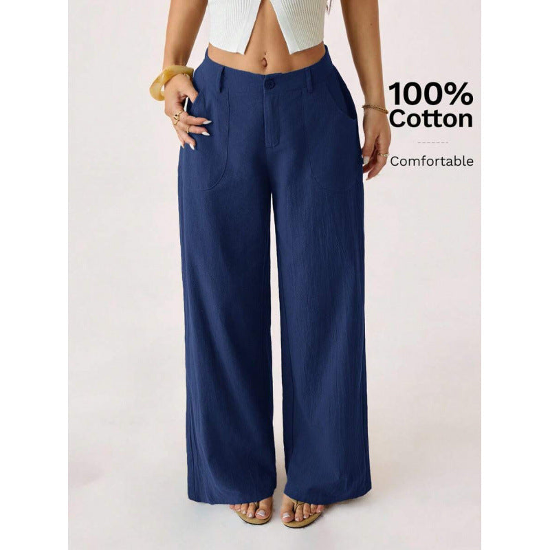 New Cotton-linen Womens Mid-rise Casual Commuter