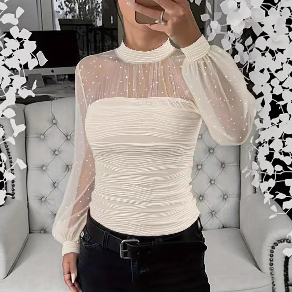 Pearl Mesh panel Long-sleeve Base Top