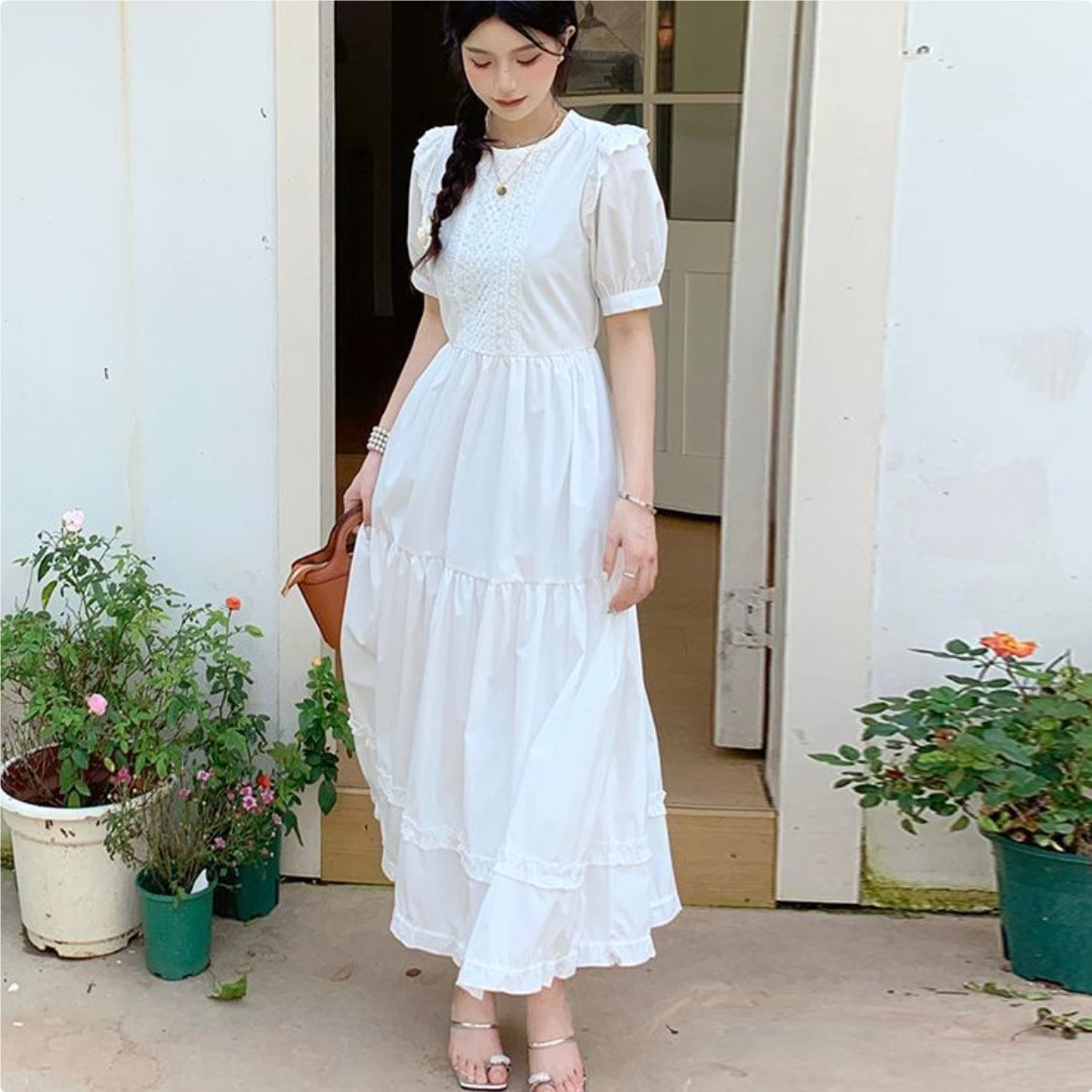 French Sweet Girl Gentle Wind Flying Sleeve Dress