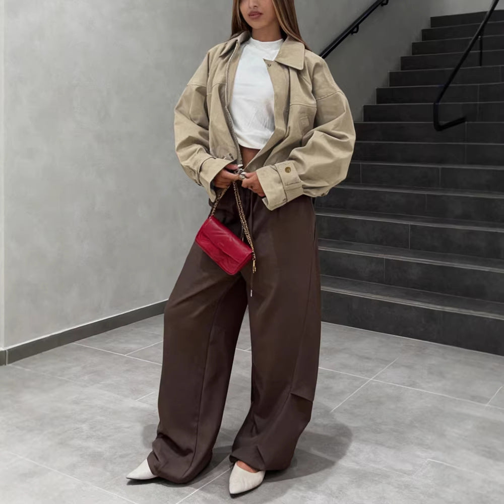 Stylish Relaxed-fit Solid-color Short Blazer With Aar